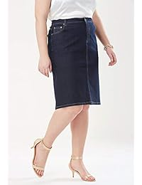Jessica London Falda corta de mezclilla para dama, talla grande