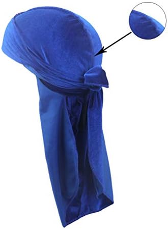 Men Smooth Soft Du-rag Long Straps Turban Headwrap 360 Waves Velvet Durag