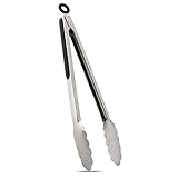 12 Inch Kitchen Tongs Stainless Steel Metal Food Tongs With Non-Slip Good Grip And Locking Handle