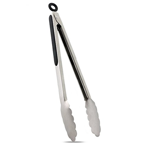12 Inch Kitchen Tongs Stainless Steel Metal Food Tongs With Non-Slip Good Grip And Locking Handle