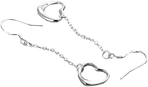 Designer Inspired Open Heart Dangle Earrings 925 Sterling Rhodium Plated