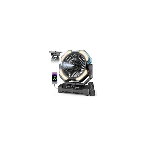 Portable Misting Fan - 24000mAh Battery Powered Fans with 9oz Water Tank, 3 Light, Rechargeable, 120H Cooling, Last 5H Mist, 4 Speed, Sleep Mode, Fan for Camping Outdoor Gear, Travel Essentials