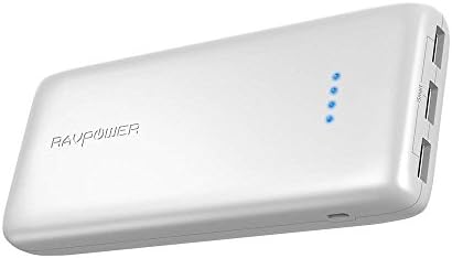 RAVPower 22000mAh Power Bank 22000 Battery Pack Charger 5.8A Output 3-Port Battery Charger for Smartphone Tablet - White (Renewed)
