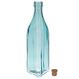 Classic Translucent Teal Glass Bottle with Triangle