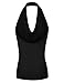 NINEXIS Women's Halter Neck Draped Front Open Back Top Black L