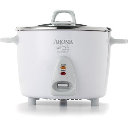 Restaurant-Quality 14-Cup Rice Cooker with Stainless Steel Surface, Automatic Keep-Warm, White by Aroma