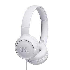 JBL Tune 500 Powerful Bass On-Ear Headphones with Mic (White)