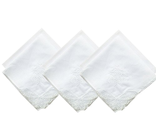 CoCoUSM Womens Embroidery Floral Cotton Handkerchiefs Pack of 3/6/12