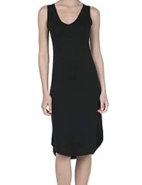 Vestido midi sin mangas con cuello en V sin mangas, para mujer