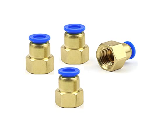 Pneumatic Push-in Fitting with Internal Thread 1/4 Inch to 8 mm Pack of 4 Push In Connection Industrial Quality