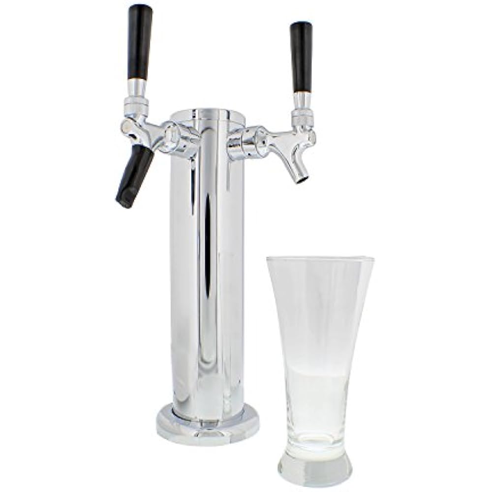 Dual Beer Tower Dispenser Draft Kegerator Kit 2 Faucet Tap Handles