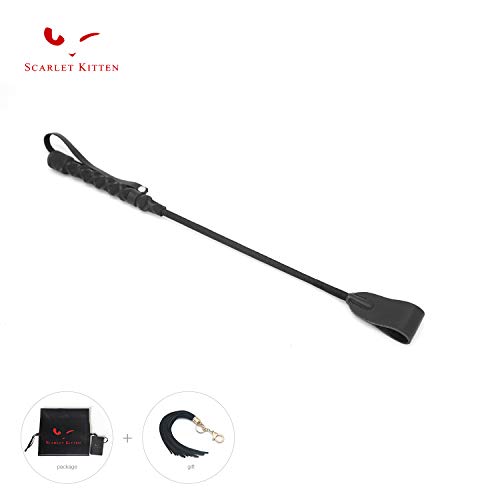 SCARLET KITTEN Riding Crop Horse Whip Spanking with Wide Leather Loop Slapper Jump Bat (Black)