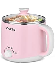 Dezin Electric Hot Pot, Rapid Noodles Cooker, Stainless Steel Mini Pot 1.6 Liter, Perfect for Ramen, Egg, Pasta, Dumpling, Soup, Porridge, Oatmeal with Temperature Control and Keep Warm Function, Pink