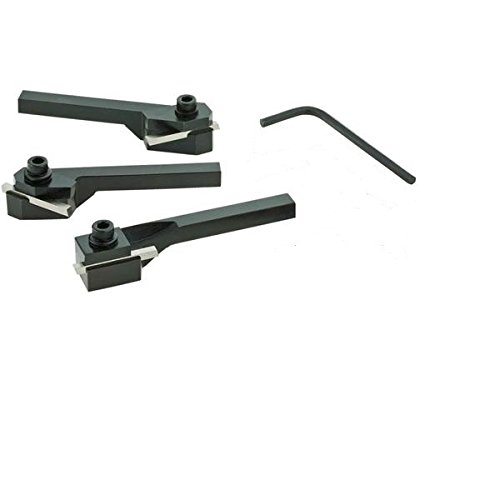 Mini Lathe Turning Tool Holder Set 5/16" Shank - 3 PCS Set Left Right Straight with HSS BITS & Keys
