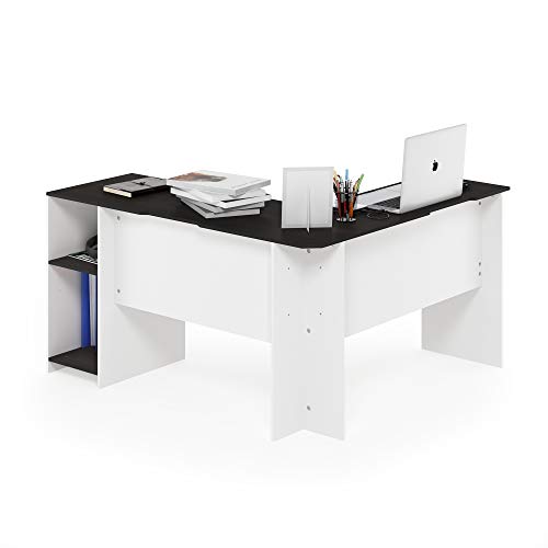 Furinno Indo LShaped Desk, Espresso/White Pricepulse