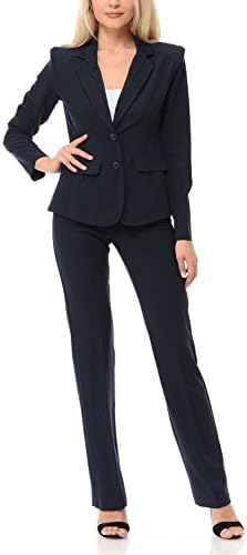 Sweethabit Womens Classic Wear To Work Pants Set (2X Plus, Navy)