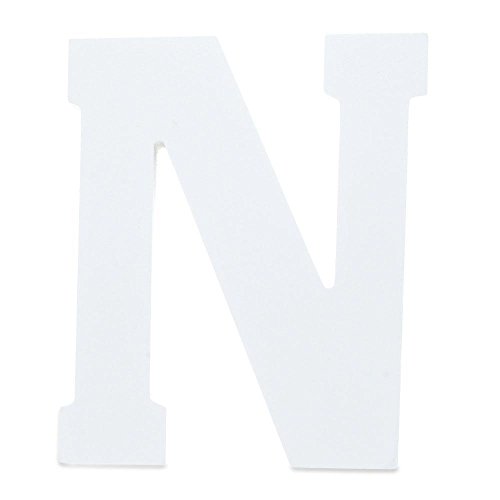 6" Classic Font White Color Wooden Letter N
