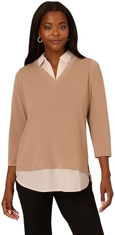 Adrianna Papell Diffusion Women's V-Placket Airflow Woven Blouse
