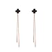 Fashion Long Tassel Lucky Clover Linear Stud Dangle Drop Earrings For Women