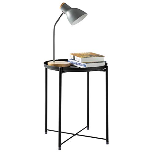 image for HollyHOME Tray Metal End Table, Sofa Table Small Round Side Tables, An
