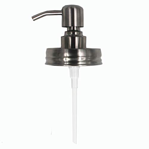 CHBKT Mason Jar Soap Dispenser, Silver Rust Proof Stainless Steel Lotion Dispenser with 16 Ounce Regular Mouth Mason Jar, Bathroom Accessories - Thumbnail 2