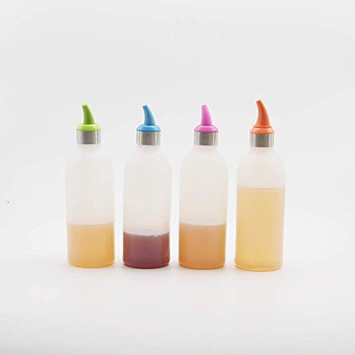 4 Pack Sauce Ketchup Bottles - 15 OZ Plastic Squeezing Bottle with Tips - Perfect for Ketchup, Sauces, Dressings, BBQ, Condiments, Arts and Crafts - BPA Free