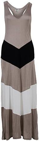 Romeo 4 Ever Women's Long Razor Back Dress Small Taupe / Black / Cream