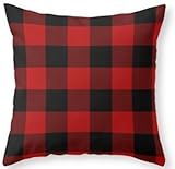 SJbaby Red and Black Buffalo Plaid Throw Pillow Pillow Covers 18 x 18 Inches