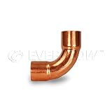 Everflow CCLT0100 Long radius 90 degrees elbow fitting, 1, Copper