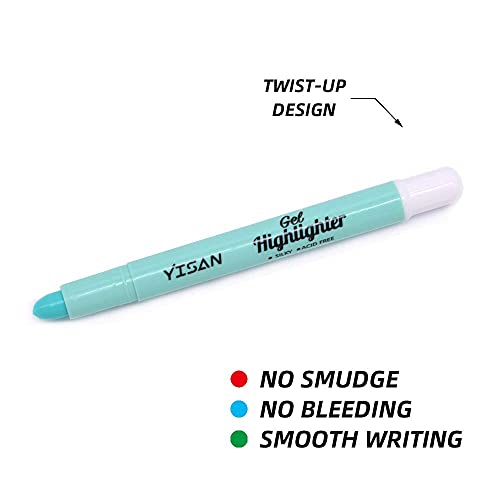 YISAN No Bleed Gel Highlighter,Bible Highlighters, Crayon Marker Pens
