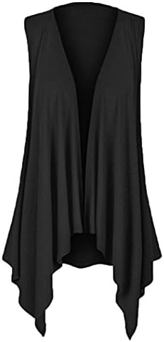 Sikye Solid Sleeveless Draped Irregular Hem Open Cardigan Top Blouse Cover up for Women Summer