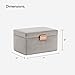 Beautify Velvet Jewelry Box Jewelry Organizer and Storage with Removable Dividers, 2 Layers for Rings, Necklace, Bracelets, Earrings and More - Grey with Rose Gold Clasp