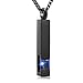 XSMZB Crystal Cremation Urn Jewelry Cube Memorial Ashes Necklace Pendant Keepsake- Black Birthstone Series(Blue)