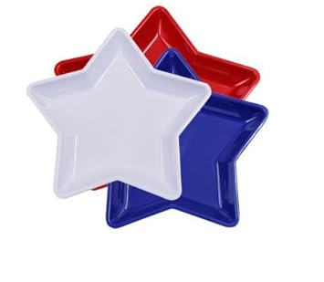 Star-Shaped Serving Trays Red White and Blue - 3 Pack