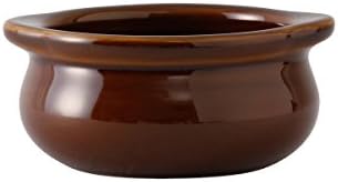 Tuxton China BAS-1203 Onion Soup Crock, 12 oz., 5-1/8" x 4-3/8" x 2-1/4"H, Microwave and Dishwasher Safe, Oven Proof, Fully Vitrified, Ceramic, DuraTux, Caramel, Pack of 12