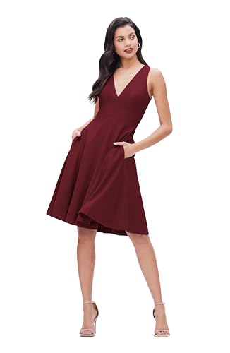 Dress The Population Catalina - Abito Longuette da Donna, Senza Maniche - Rosso - M