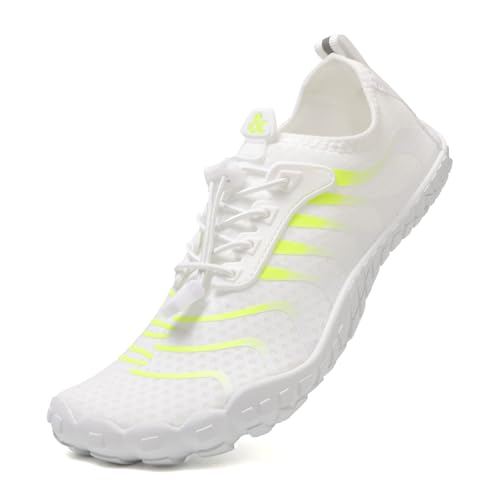 31n0mWeBCHL Wasserschuhe Badeschuhe Damen Herren Strandschuhe Schnell Trocknend Drainagelöcher Strand Schwimmschuhe Meeresschuh Surfschuhe Poolschuhe Unisex Barfußschuhe Für Kajakfahren Fitnessstudio Weiß Eu39