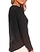 Face N Face Women's Chiffon Sexy Long Sleeve V Neck Zipper Shirt Blouse XX-Large Black