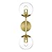 Light Society Brushed Brass and Clear Glass Zeno 2-Light Globe Wall Sconce, Mid Century Modern Retro Vintage Style