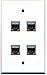 RiteAV CAT 6A 4 Port Shielded Cat6a Wall Plate 1 Gang - White