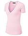 MBJ Womens Basic Fitted Soft Short Sleeve Deep V Neck T Shirt