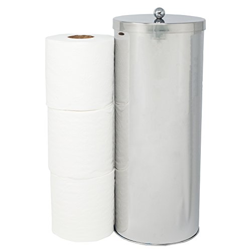 Huji Stainless Steel Toilet Paper Canister and Toilet Brush Case Holder Set Bathroom Accessory Set Gift Set (1, Set of 2)