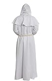 Friar Medieval Hooded Monk Renaissance Priest Robe Costume Cosplay White XL