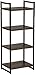 Household Essentials 4 Tier Storage Tower Shelf with Metal, Grey Shelves – Black Frame, Ashwood