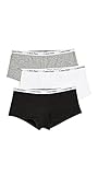 Calvin Klein Underwear Women's Carousel 3 Pack Boyshorts, Black/Grey Heather/White, Medium