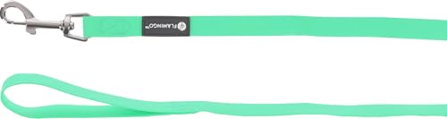 Flamingo Correa de adiestramiento y de rastreo para Perros Caspar Verde Menta - 1000cm 17mm - Impermeable y fácil de Limpiar - Tiene asa