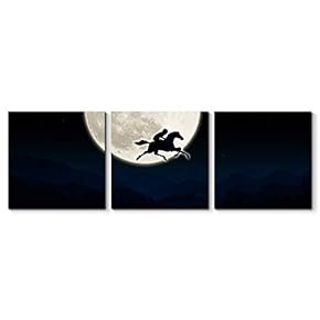 Canvas Wall Art Beautiful Moon Painting Artwork for Home Prints Framed - 12"x12"x3 Panels