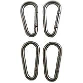 US Stainless 4 Pieces Stainless Steel 316 Spring Hook Oblong No Eye 1/4" (6mm) Marine Grade