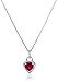 Amazon Collection Sterling Silver Created Ruby Heart with Diamond Pendant Necklace, Earrings and Ring Box Set