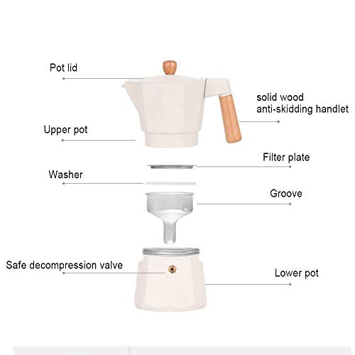 Lwieui Espressokocher Moka Pot Hand gekocht Kaffeekanne Haushalt Espresso-Kaffee-Topf-Set Haushaltsgeräte Stovetop… – Bild 4